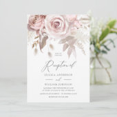 Modern Designer Dusty Roos Blush Wedding Reception Kaart (Staand voorkant)