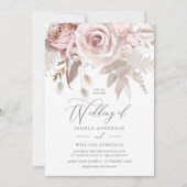 Modern Designer Dusty Rose Blush Details & Wedding Kaart (Voorkant)