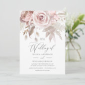Modern Designer Dusty Rose Blush Details & Wedding Kaart (Staand voorkant)