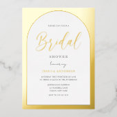 Modern Designer Gold Foil Arch Vrijgezellenfeest Folie Uitnodiging (Voorkant)