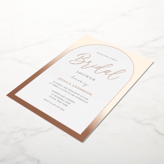 Modern Designer Roos Gold Foil Arch Vrijgezellenfe Folie Uitnodiging (Gedraaid)