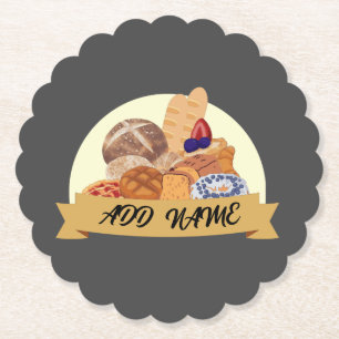 Modern dessert Brood bakken bakkerij aangepaste na Kartonnen Onderzetters