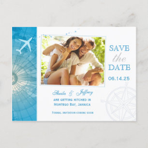 Modern Destination Photo Wedding Bewaar de datum Aankondigingskaart