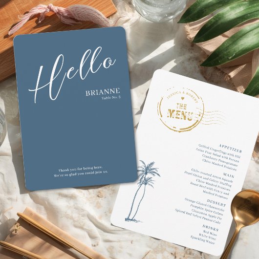 Modern Destination Wedding Place and Menu Card