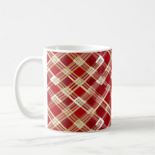 Modern diagonaal rood en wit geplakt patroon koffiemok