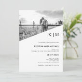 Modern Diagonaal | Uitnodiging tot fotoweddenschap (Staand voorkant)