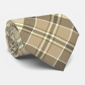 Modern Diagonal Plaid - Bruin Tan en Wit Stropdas (Opgerold)
