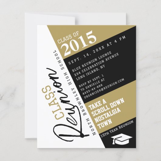 Modern Diagonal School Class Reunion Invitation (Voorkant)