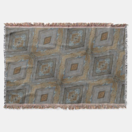 Modern diamantpatroon Rustiek verweerd houtnerf Deken (Voorkant)