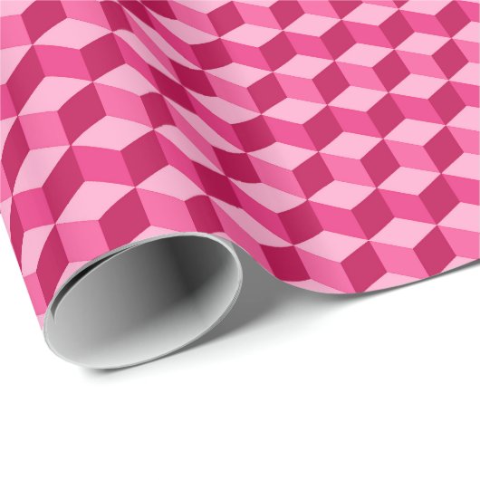 Modern Diamond Grid, Fuchsia and Light Pink Cadeaupapier (Rol Hoek)