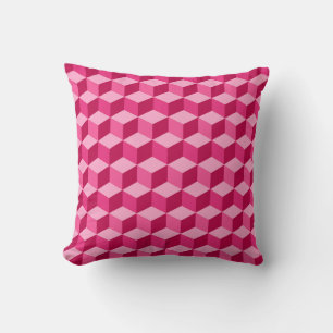 Modern Diamond Grid, Fuchsia and Light Pink Kussen