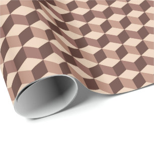 Modern Diamond Grid, Taupe, Brown en Beige Cadeaupapier