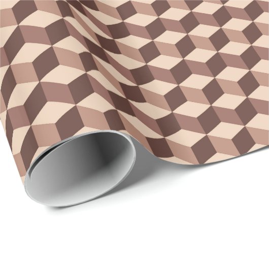 Modern Diamond Grid, Taupe, Brown en Beige Cadeaupapier (Rol Hoek)