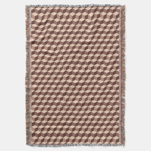 Modern Diamond Grid, Taupe, Brown en Beige Deken (Voorkant Verticaal)