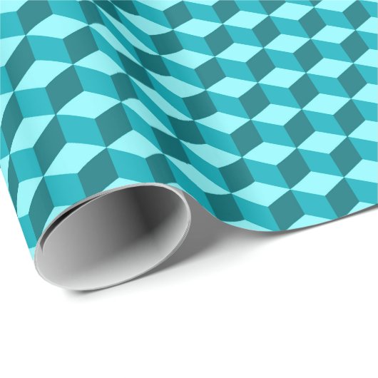 Modern Diamond Grid, Turquoise, Blauwgroen en Aqua Cadeaupapier (Rol Hoek)