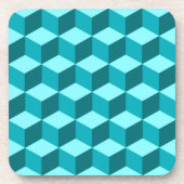 Modern Diamond Grid, Turquoise, Blauwgroen en Aqua Drankjes Onderzetter (Voorkant)