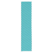 Modern Diamond Grid, Turquoise, Blauwgroen en Aqua Korte Tafelloper (Voorkant)