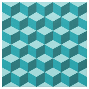 Modern Diamond Grid, Turquoise, Blauwgroen en Aqua Stof
