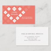 Modern Diamond Heart Loyalty beloont koraal Visitekaartje (Voorkant / Achterkant)