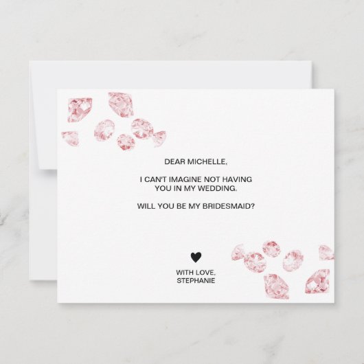 Modern Diamond, jij bent mijn bruidsmeisje uitnodi Kaart (Achterkant)