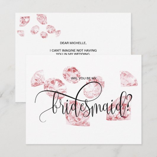 Modern Diamond, jij bent mijn bruidsmeisje uitnodi Kaart (Voorkant / Achterkant)