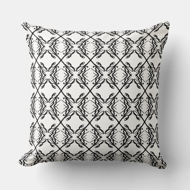 Modern Diamond Pattern in Black and White Kussen (Voorkant)