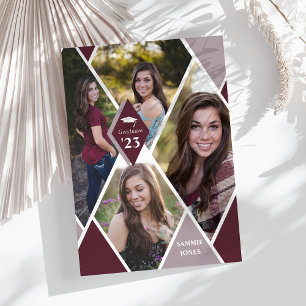 Modern Diamond Photo Collage Afstuderen Afstuderen Aankondiging