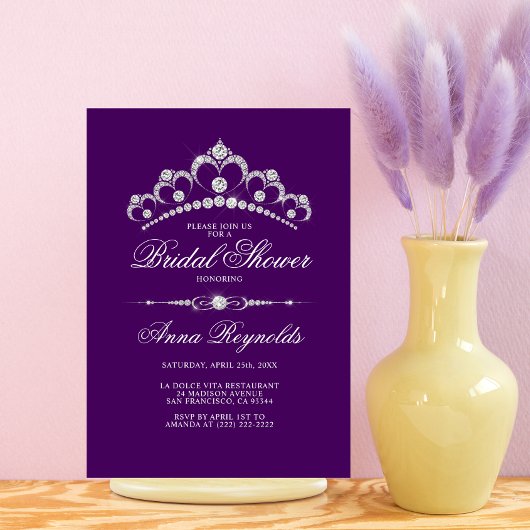 Modern Diamond Tiara VRIJGEZELLENFEEST Paarse begr Kaart