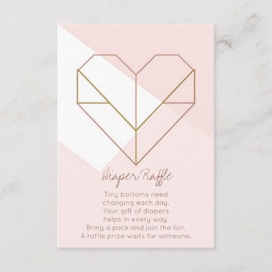 Modern Diaper Raffle Card – Abstract Heart Baby Informatiekaartje (Voorkant)