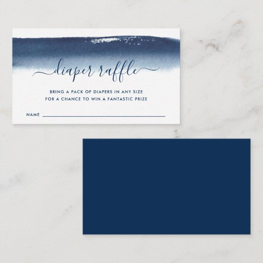 Modern Diaper Raffle Navy Blue Boy Baby shower Informatiekaartje (Voorkant / Achterkant)