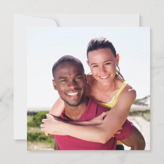 Modern diep Zee blauw groen foto bruiloft Kaart (Achterkant)