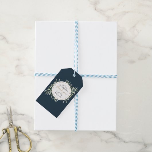 Modern diep Zee blauw groen winter bruiloft gunst Cadeaulabel (Met Touw)