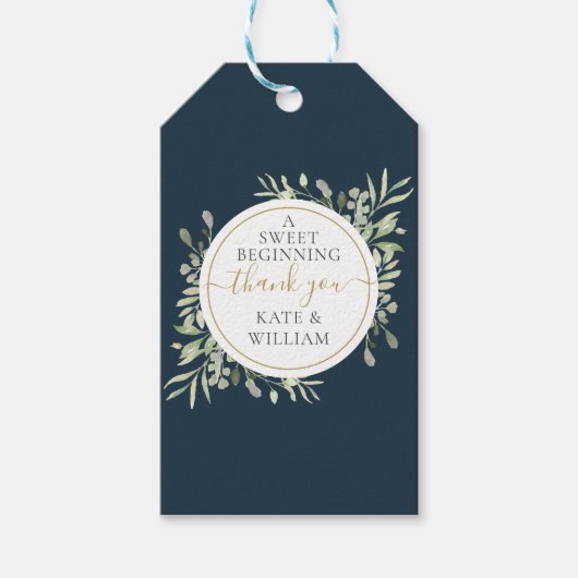 Modern diep Zee blauw groen winter bruiloft gunst Cadeaulabel (Voorkant)