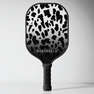 Modern dier schattig zwart-wit koe patroon pickleball paddle