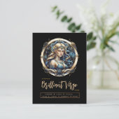 Modern Dierenriem Teken Blauw Goud Maagd Virgo Ver Briefkaart (Staand voorkant)