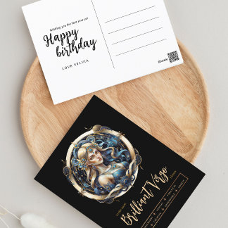 Modern Dierenriemteken Blauw Goud Maagd Virgo Verj Briefkaart