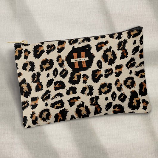 Modern dierlijk patroon, luipaardhuid, monogram etui