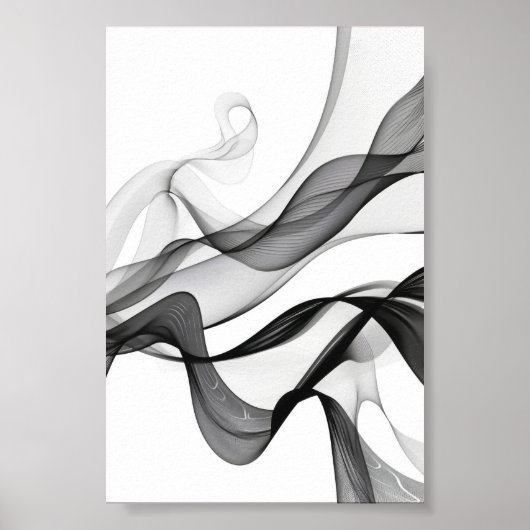 Modern digitaal Abstract in zwart-wit Poster (Voorkant)