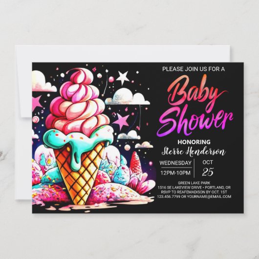 Modern Digitaal Sundae Baby shower Kaart (Voorkant)