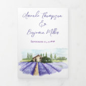 Modern Digital Lavender Country Style Wedding Drieluik Uitnodiging (Cover)