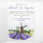 Modern Digital Lavender Country Style Wedding Drieluik Uitnodiging (Binnenkant midden)