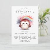 Modern Digital Owl Baby shower Kaart (Staand voorkant)