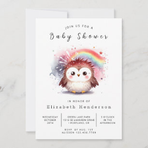 Modern Digital Owl Baby shower Kaart