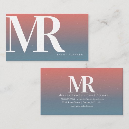 Modern dik gradiënt gradiënt oraal blauw visitekaartje (Voorkant / Achterkant)