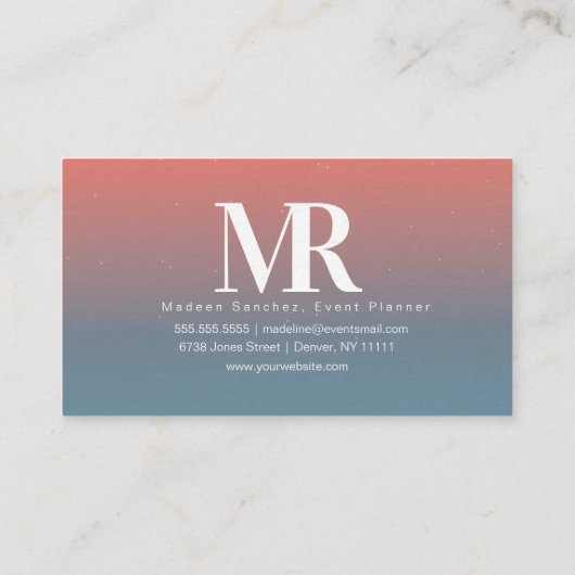 Modern dik gradiënt gradiënt oraal blauw visitekaartje (Achterkant)