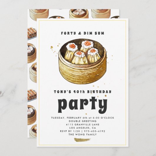 Modern Dim Som 40th Birthday Invitation (Voorkant / Achterkant)
