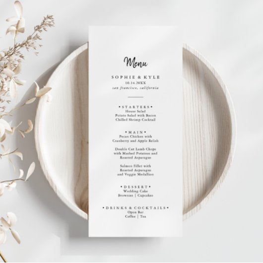 Modern diner menu