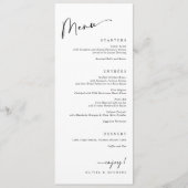 Modern dinerverloop zwart-wit bruiloft menu (Voorkant)