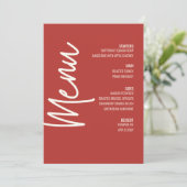 Modern Dinner Menu Rode Bruiloft Thanksgiving Kaart (Staand voorkant)