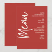 Modern Dinner Menu Rode Bruiloft Thanksgiving Kaart (Voorkant / Achterkant)